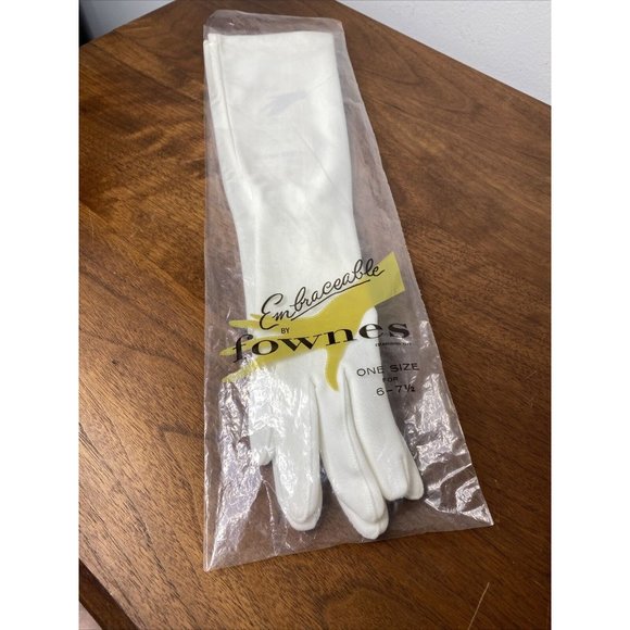 Vintage Womens Fownes Long White Gloves sz 6 - 7.5 Above the Elbow New NOS - Picture 9 of 9